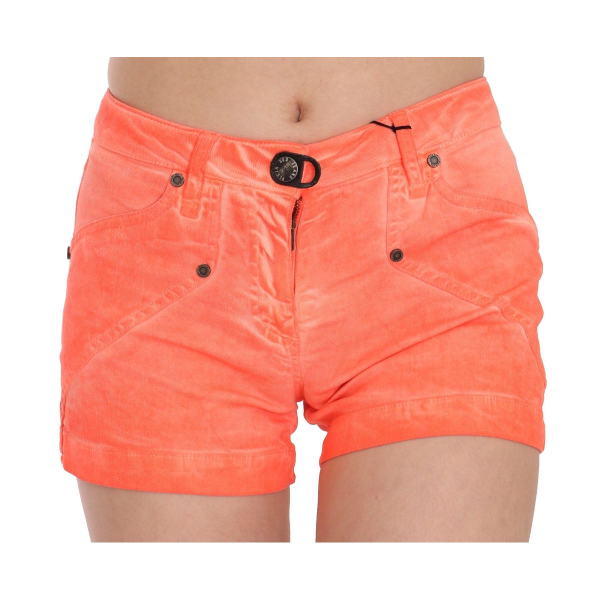 PLEIN SUD Chic Orange Mid Waist Mini Shorts