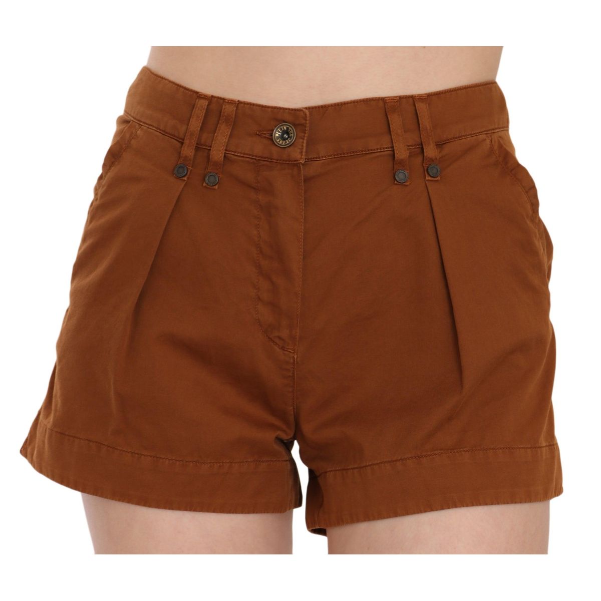 PLEIN SUD Chic Brown Mid Waist Mini Shorts