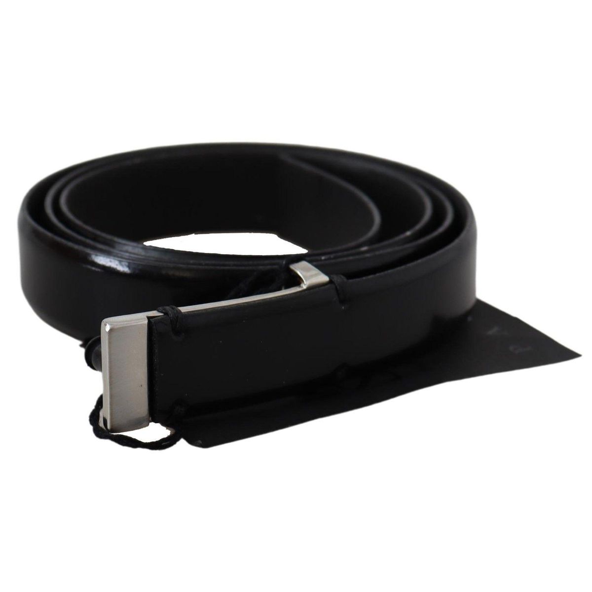 PLEIN SUD Elegant Black Leather Waist Belt