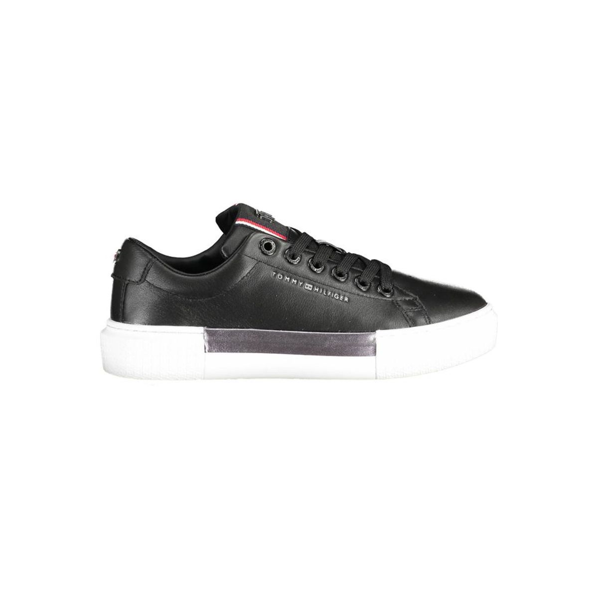 Tommy Hilfiger Chic Black Cotton-Leather Blend Sneakers