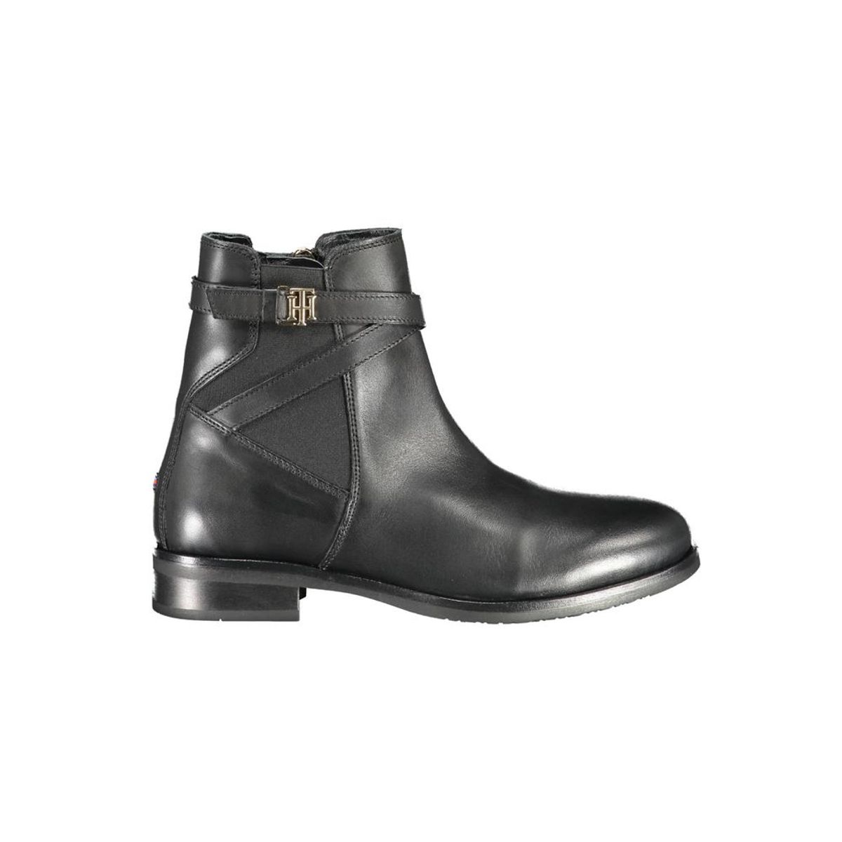 Tommy Hilfiger Chic Black Ankle Boots with Contrasting Zip Detail