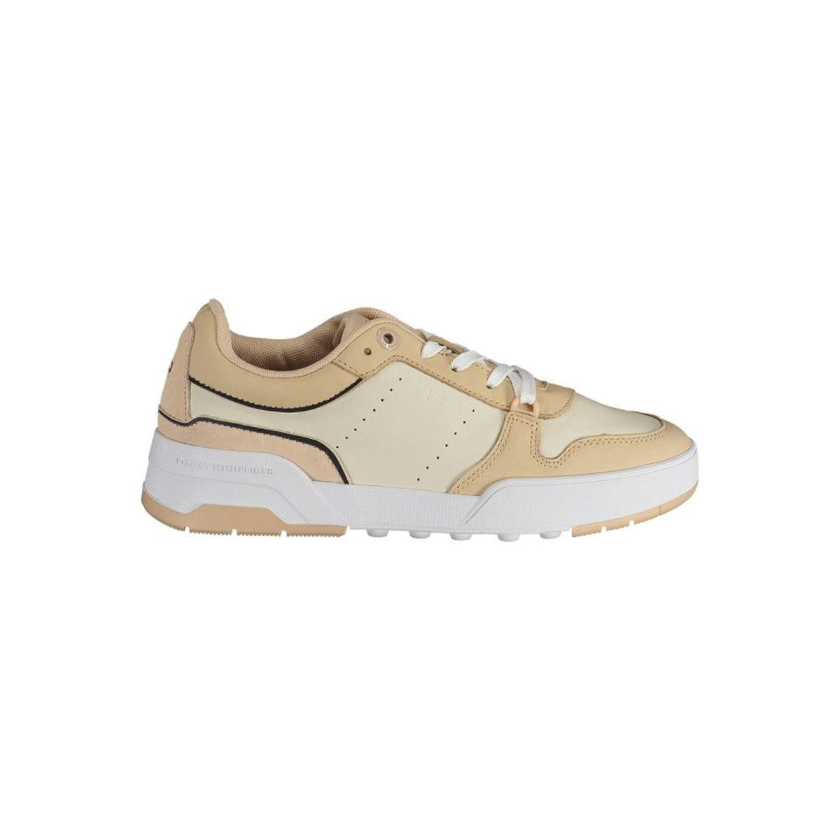 Tommy Hilfiger Sleek Beige Lace-Up Sneakers with Logo Accent