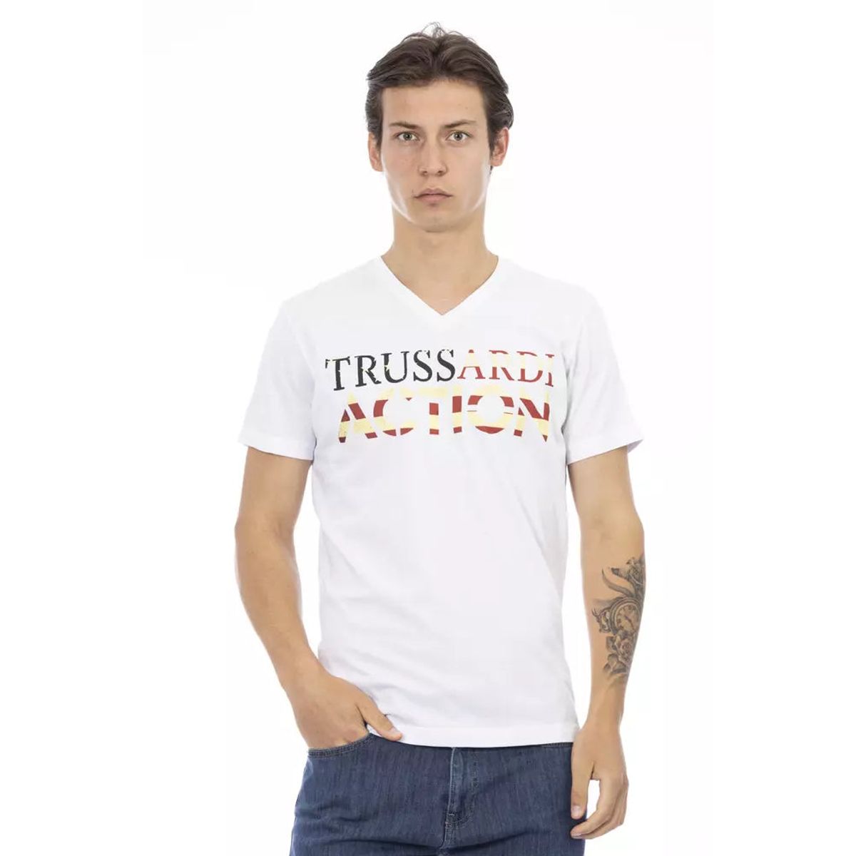 Trussardi Action Hvid Bomuld T-Shirt