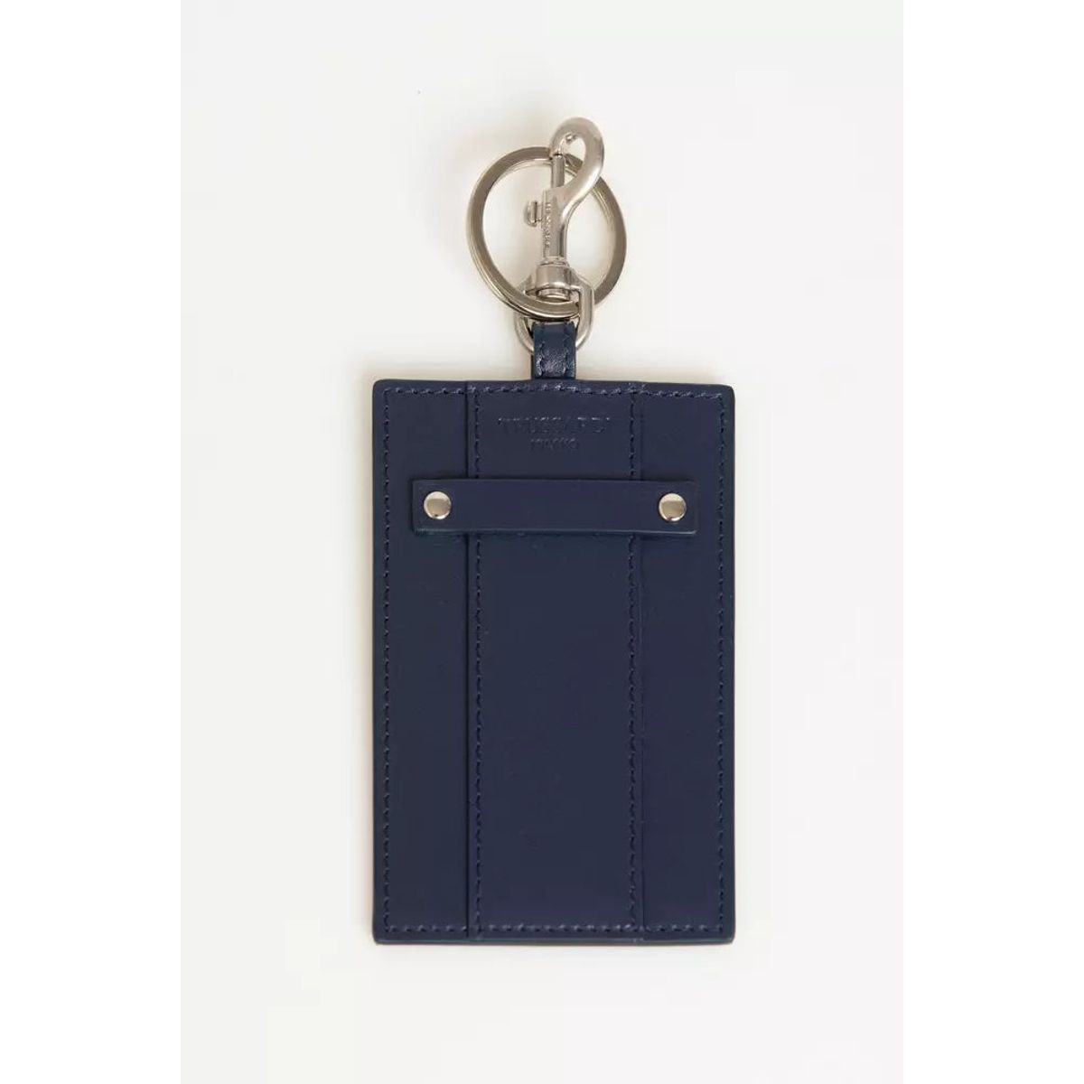 Trussardi Elegant Blue Leather Badge Holder with Key Ring