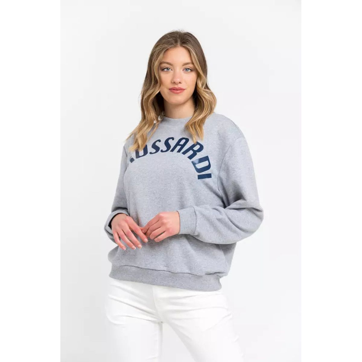 Trussardi Gray Cotton Dame Sweater