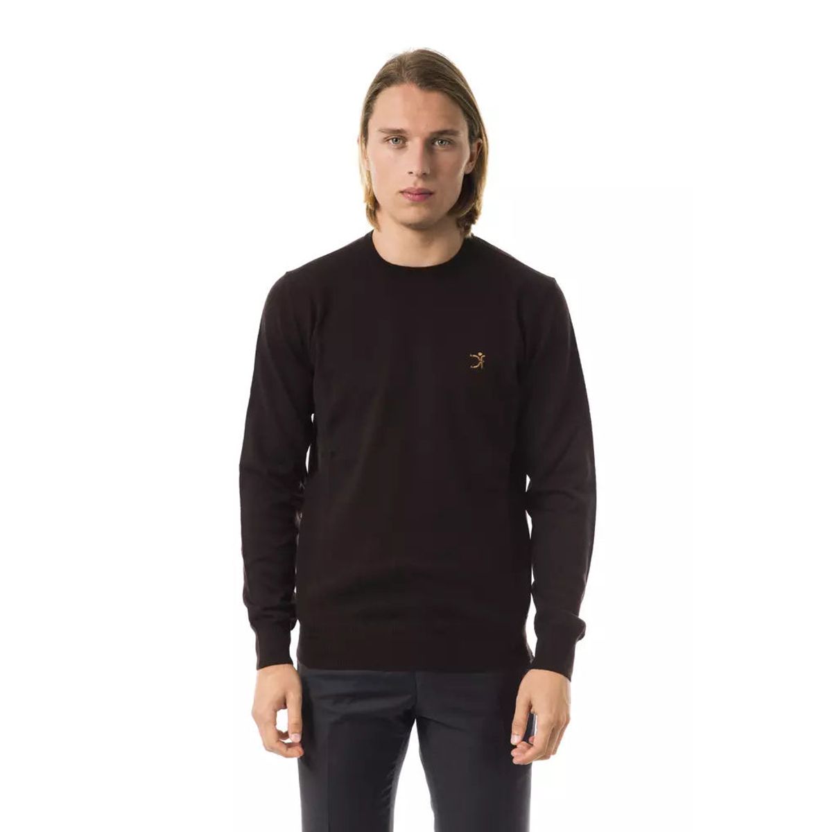 Uominitaliani Embroidered Merino Wool Crew Neck Sweater