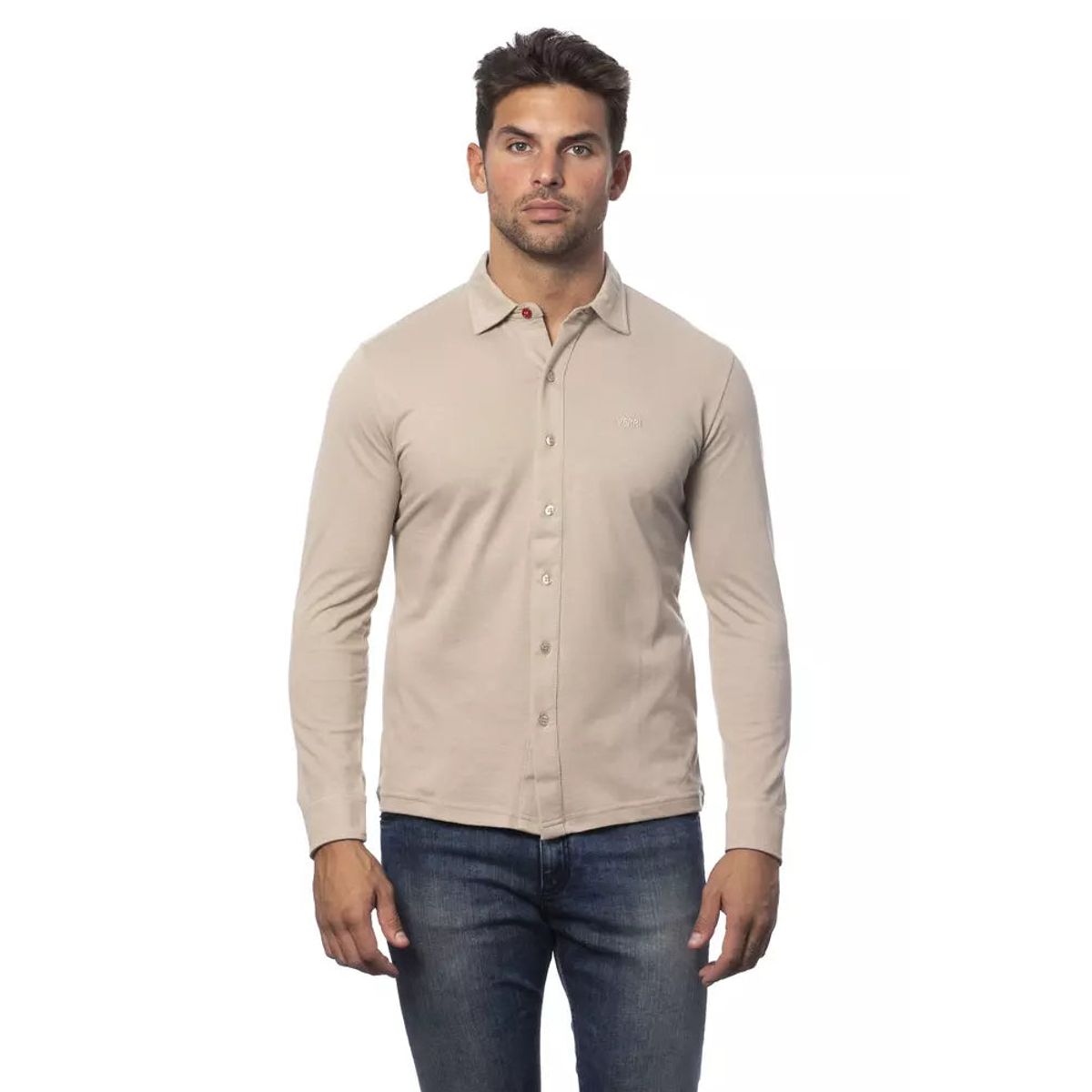 Verri Elegant Beige Regular Fit Cotton Shirt