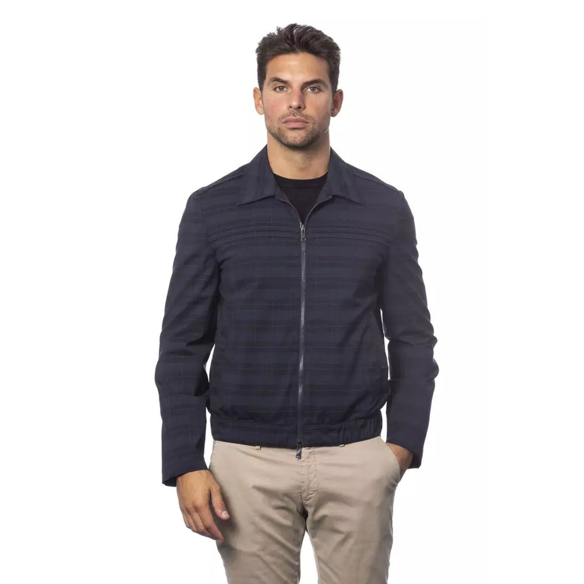 Verri Elegant Blue Wool Bomber Jacket