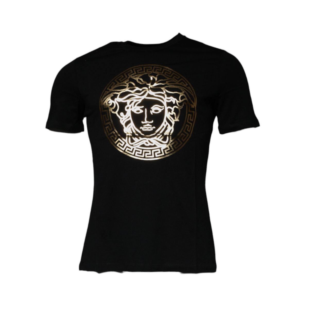 Versace Black Medusa Print Cotton Crew Neck Men T-shirt