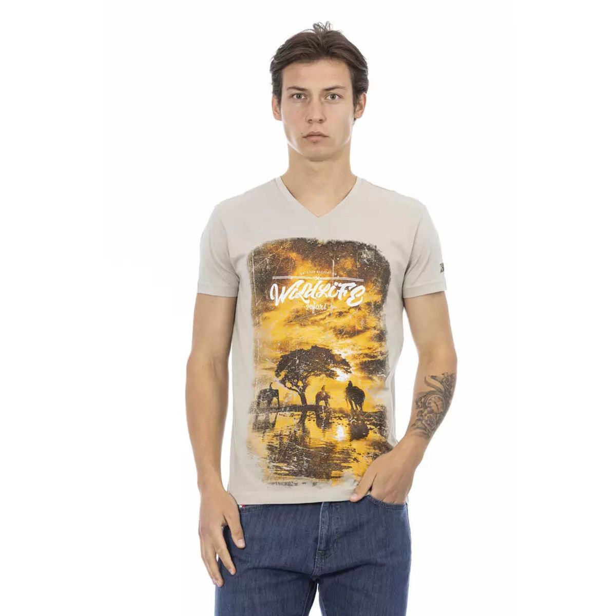 Trussardi Action Beige Bomuld T-Shirt