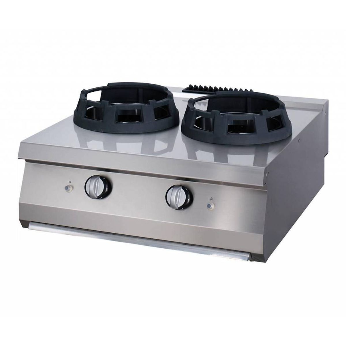 Heavy Duty Wok-komfur - 2 x 28,5 cm kogeplader - Dobbelt enhed - 70 cm dyb - Gas