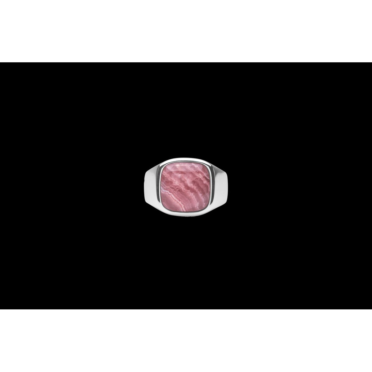 IX Cushion Signet Ring Rhodocrosite Silver