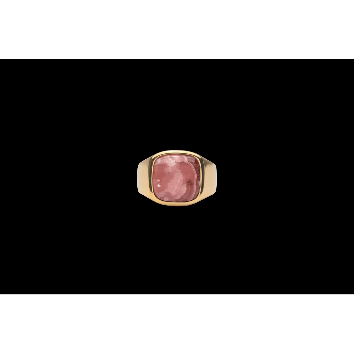 IX Cushion Signet Ring Rhodocrosite