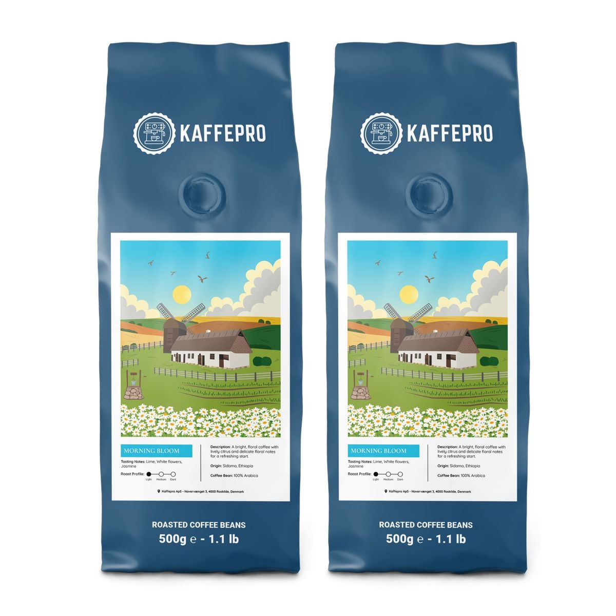 Kaffepro Morning Bloom - Kaffepakke: 2 x 500g Kaffebønner - 2 x 500g