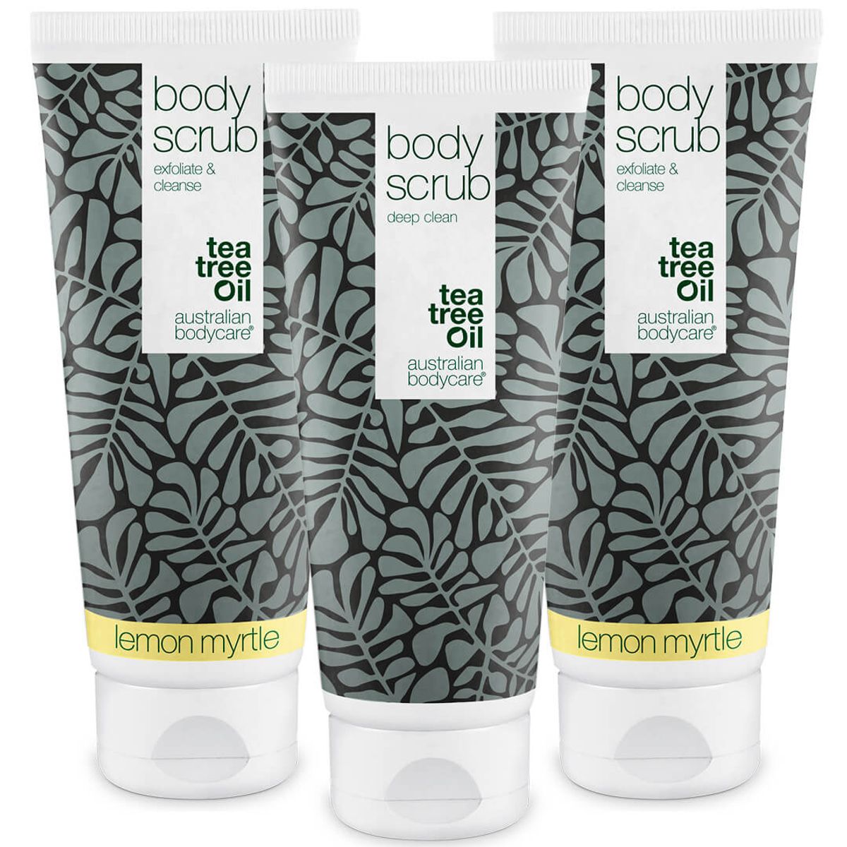 3 for 2 Body Scrub - pakketilbud â Pakketilbud med 3 body scrubs (200 ml): 2x Lemon Myrtle & 1x Tea Tree Oil