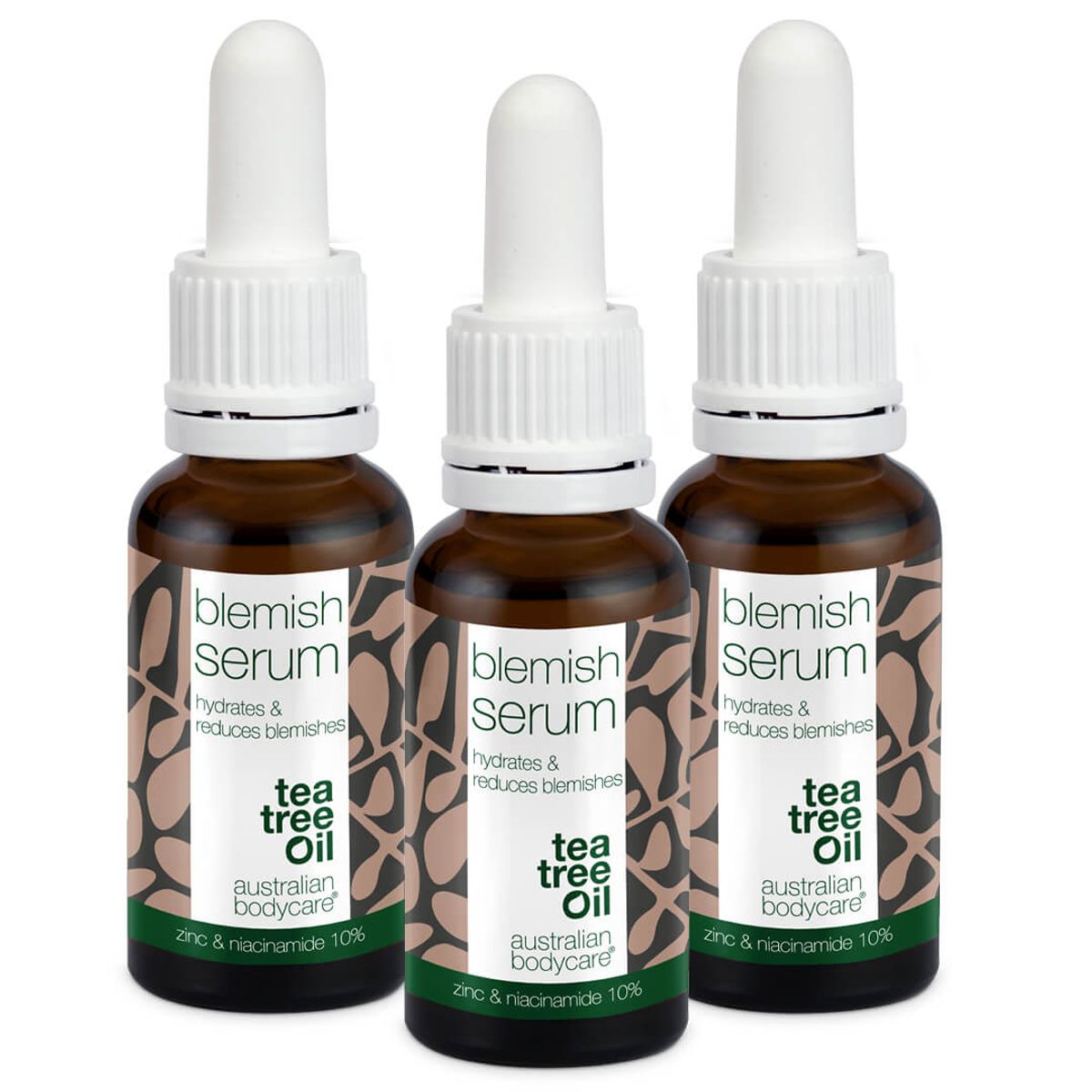 3 stk. Niacinamid Serum til bumser og uren hud â Med Niacinamid 10%, Zink 1% og Tea Tree Oil til uren & fedtet hud