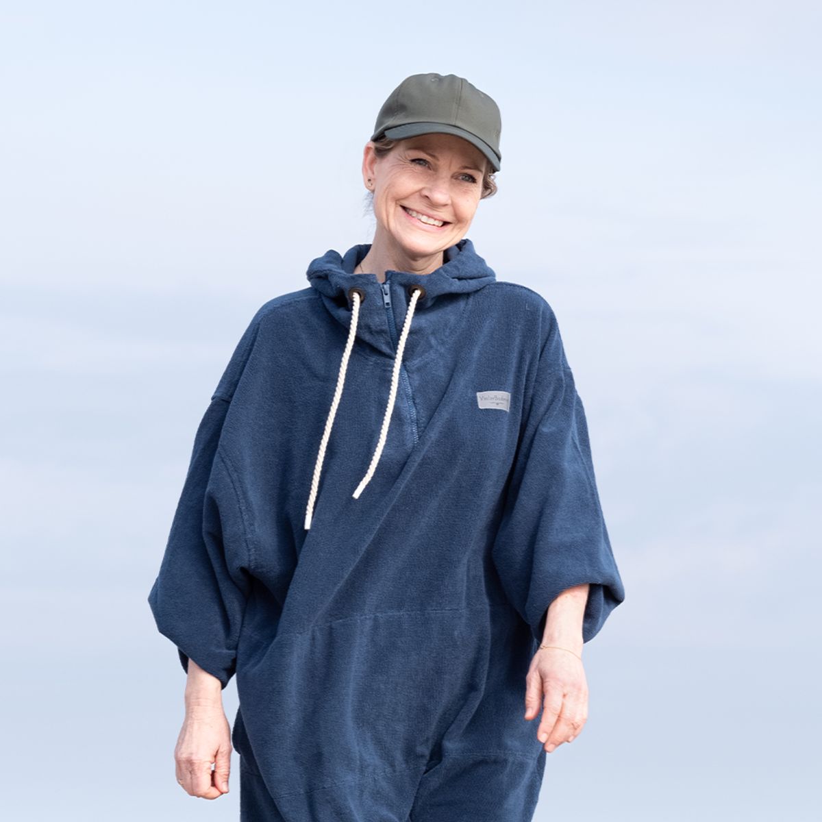 Badeponcho Skagen til voksne - blå - XSmall 34/36/38 - 118 cm