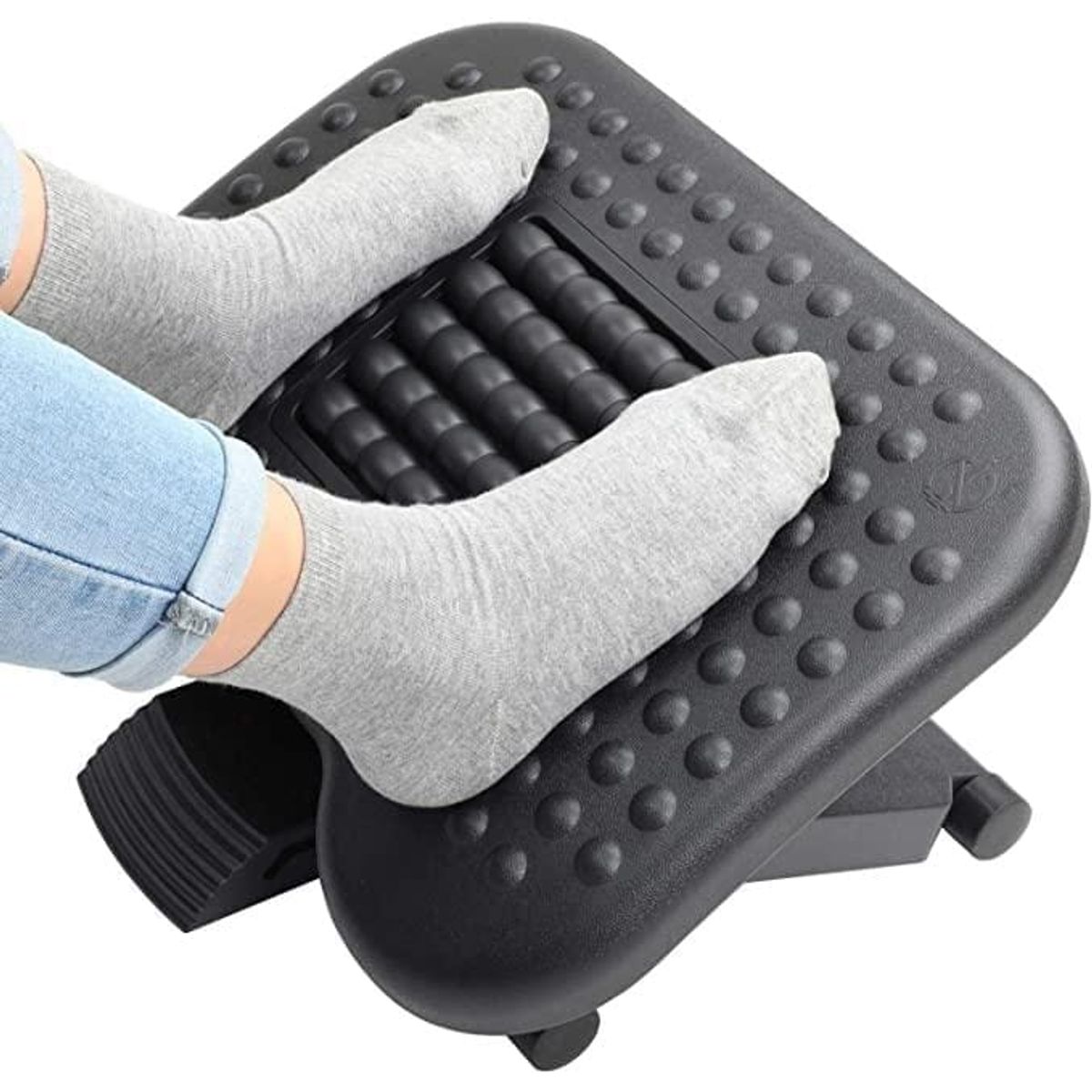 Ergonomisk fodstøtte med massagerulle -med let justerbare vinkler. 44 x 33 cm