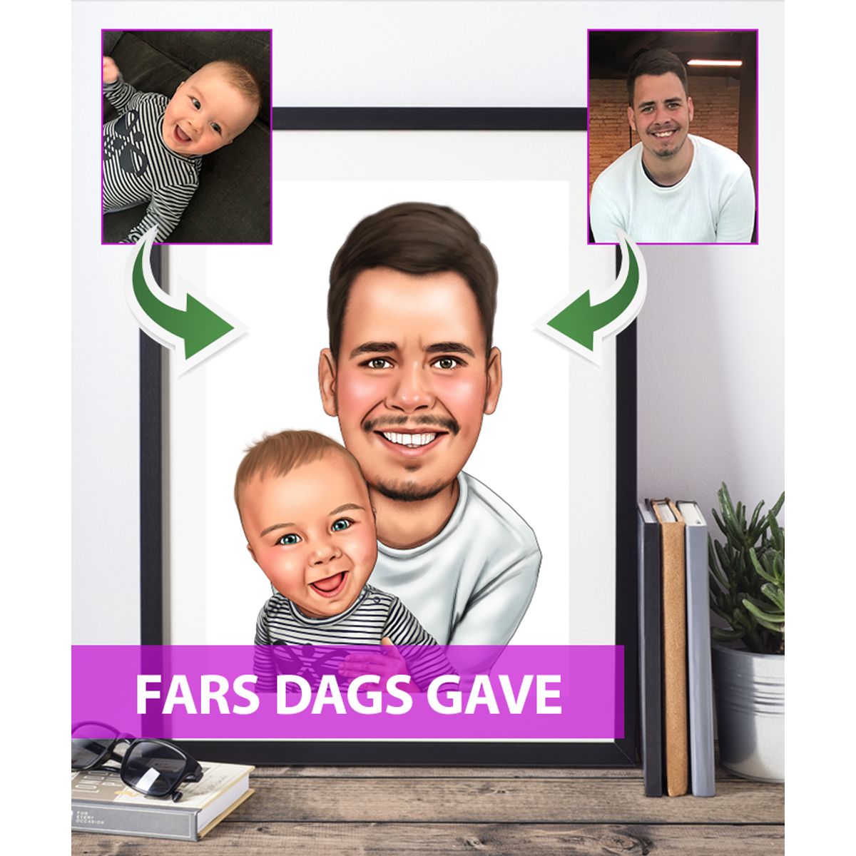 Fars Dags Gave - karikaturtegning efter dine fotos