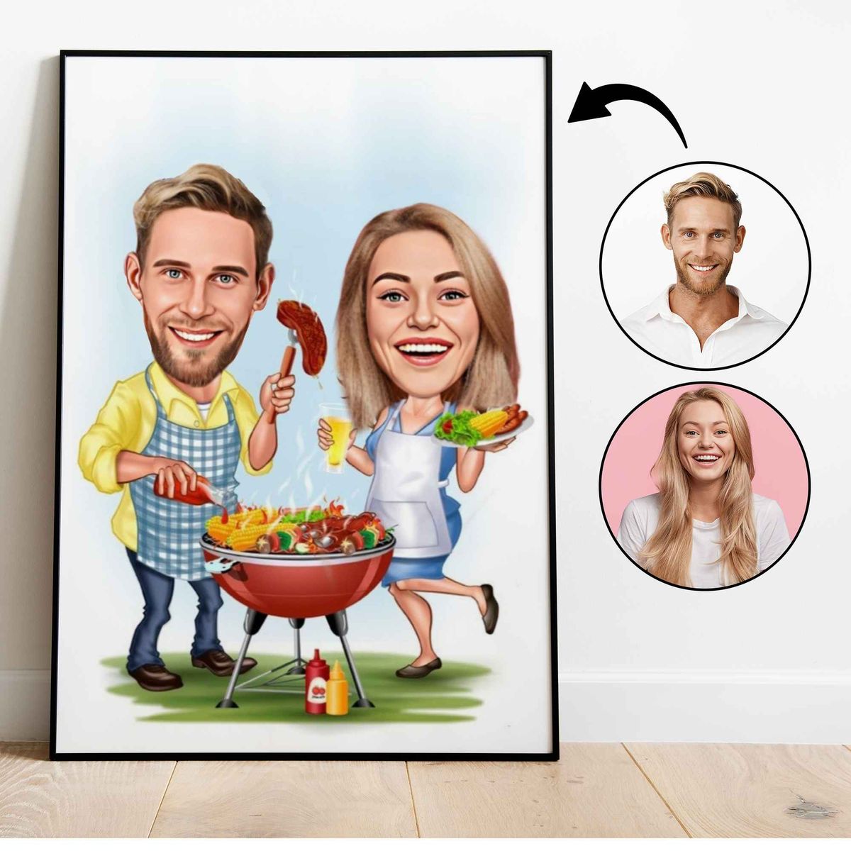 Par tema55 (2 personer) - karikaturtegning efter dine fotos