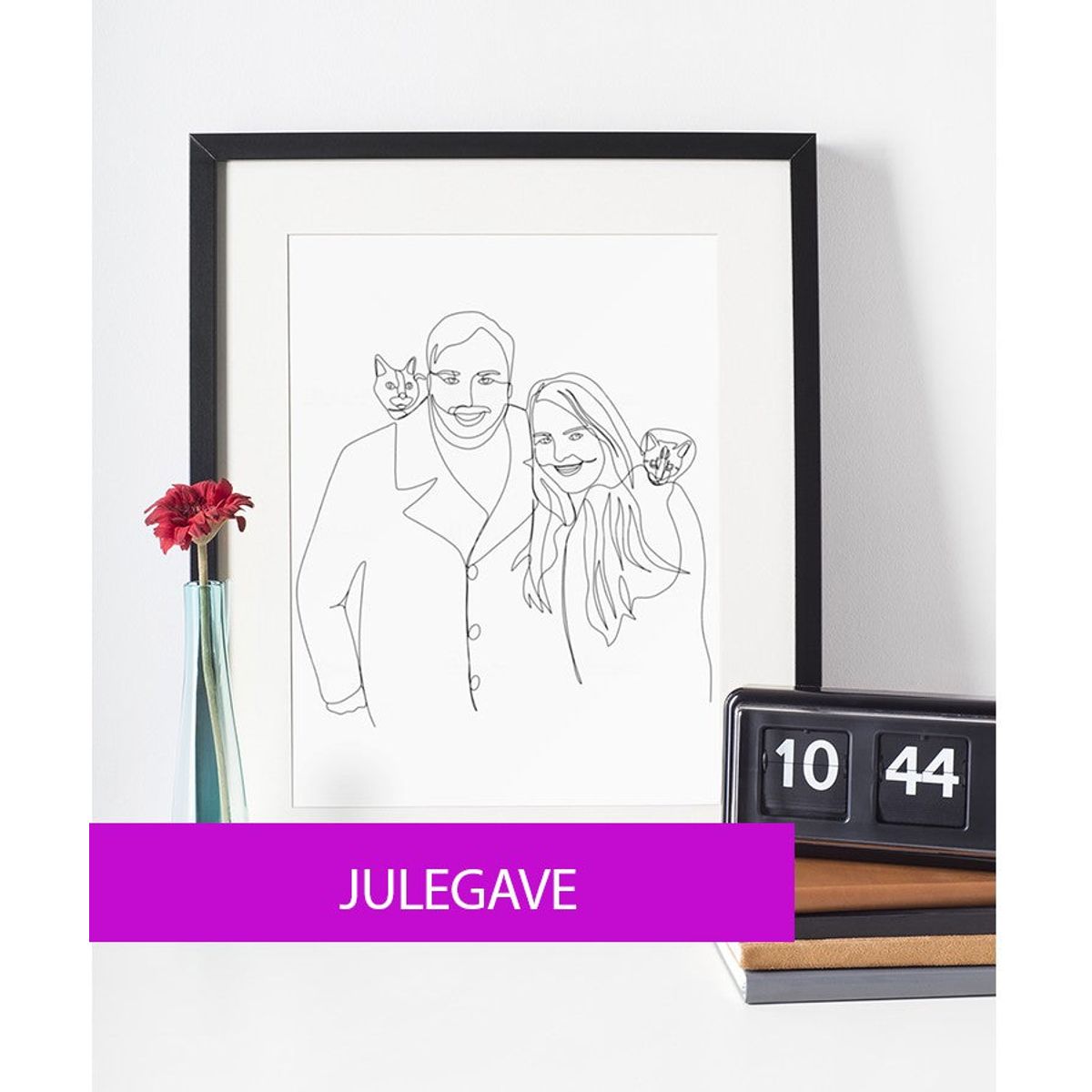 Julegave - line art tegning efter dine fotos