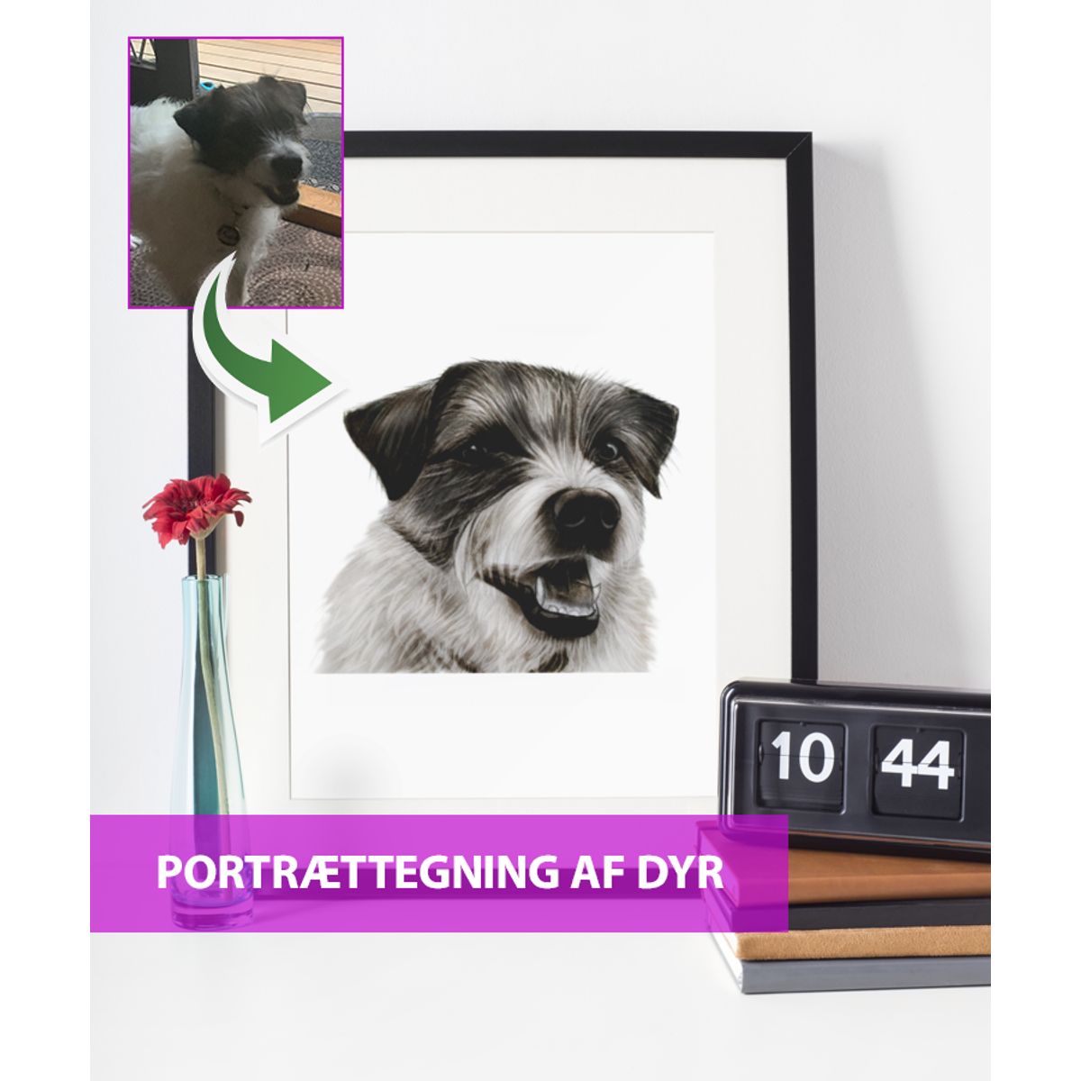 Portræt af dyr - Tegning efter dine fotos