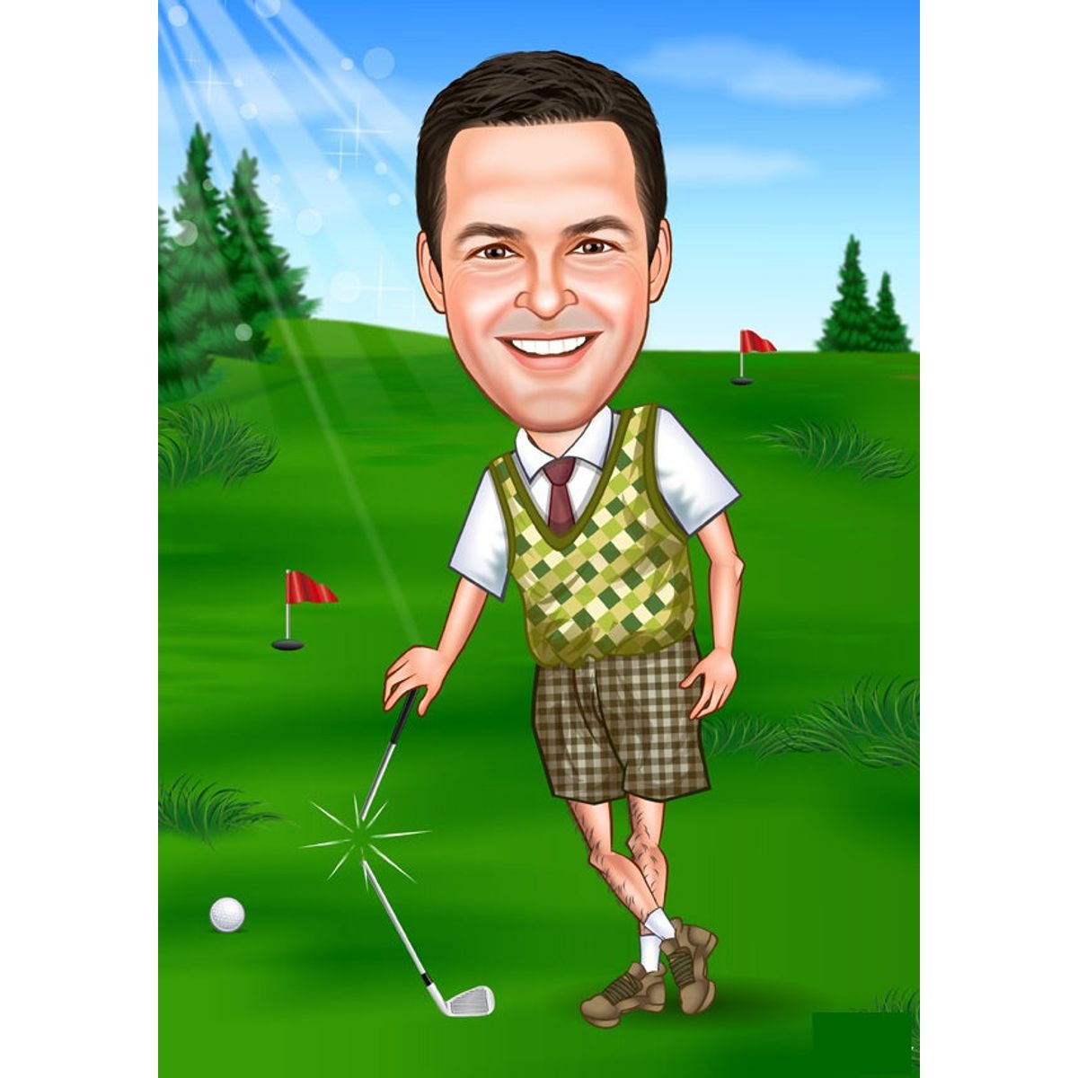 Golf tema1 (1 person) - karikaturtegning efter dine fotos