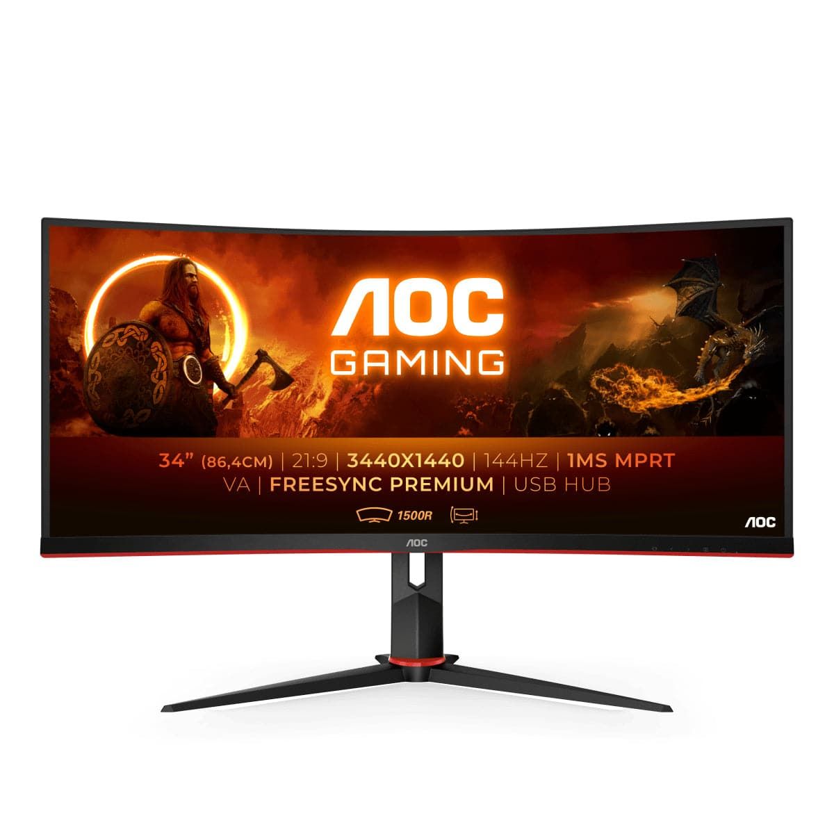 AOC Gaming CU34G2X/BK 34 3440 x 1440 HDMI DisplayPort 144Hz