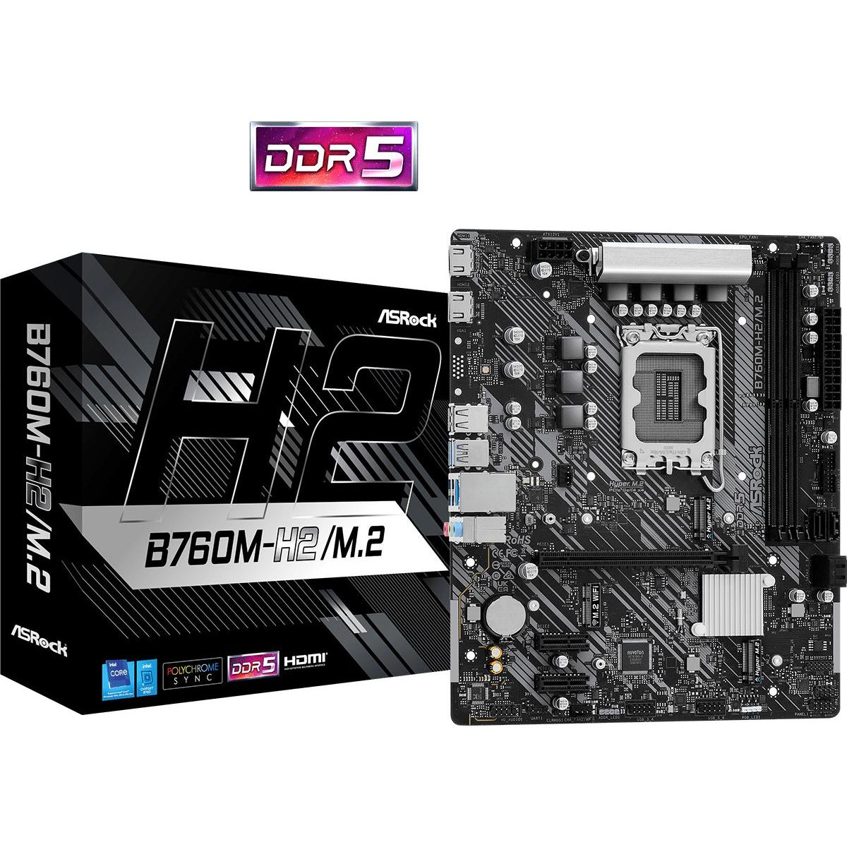 ASRock B760M-H2/M.2 Micro-ATX LGA1700 sokkel Intel B760