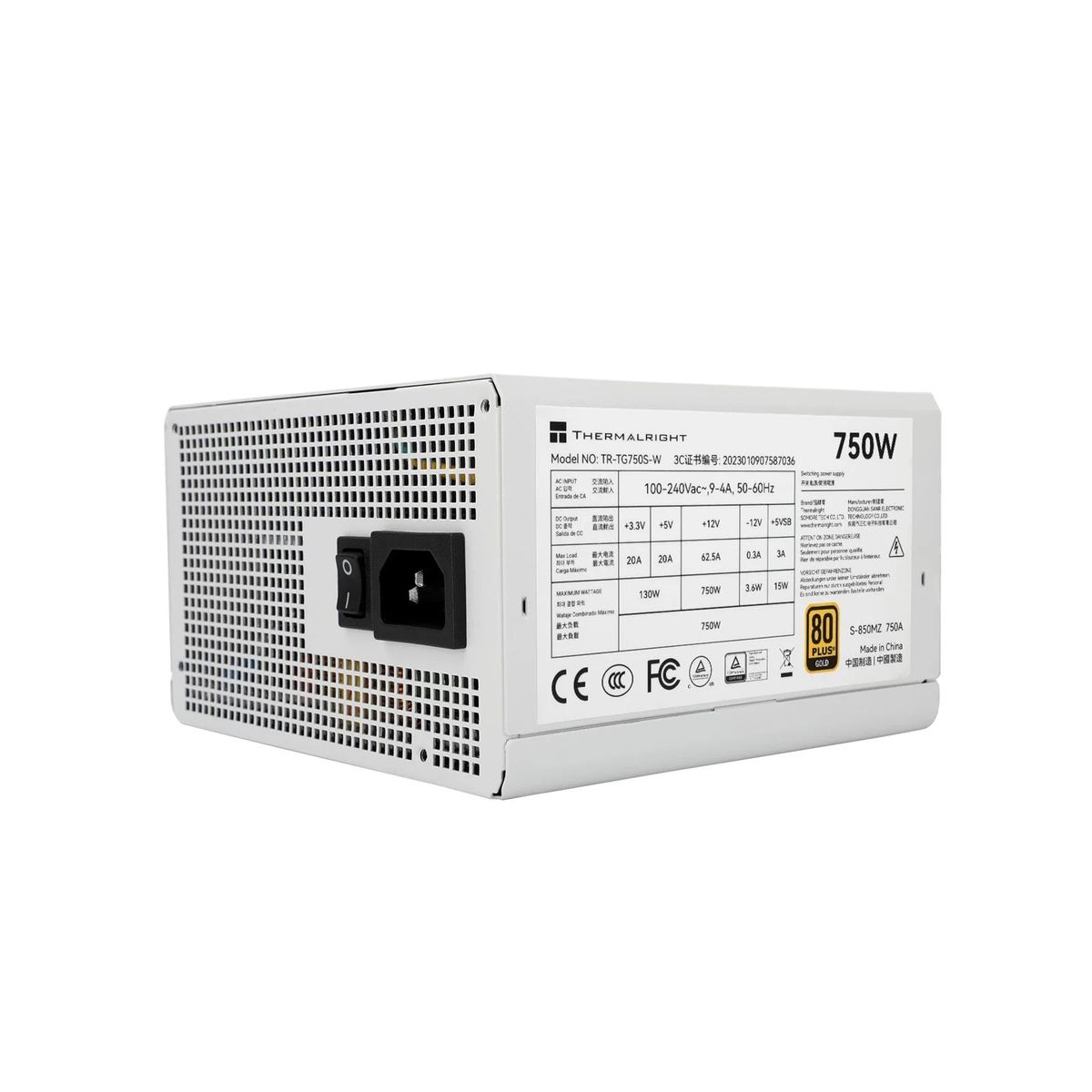 Thermalright TR-TG 750S-W Hvid- PSU, 80+ Gold, 750W, non-modular