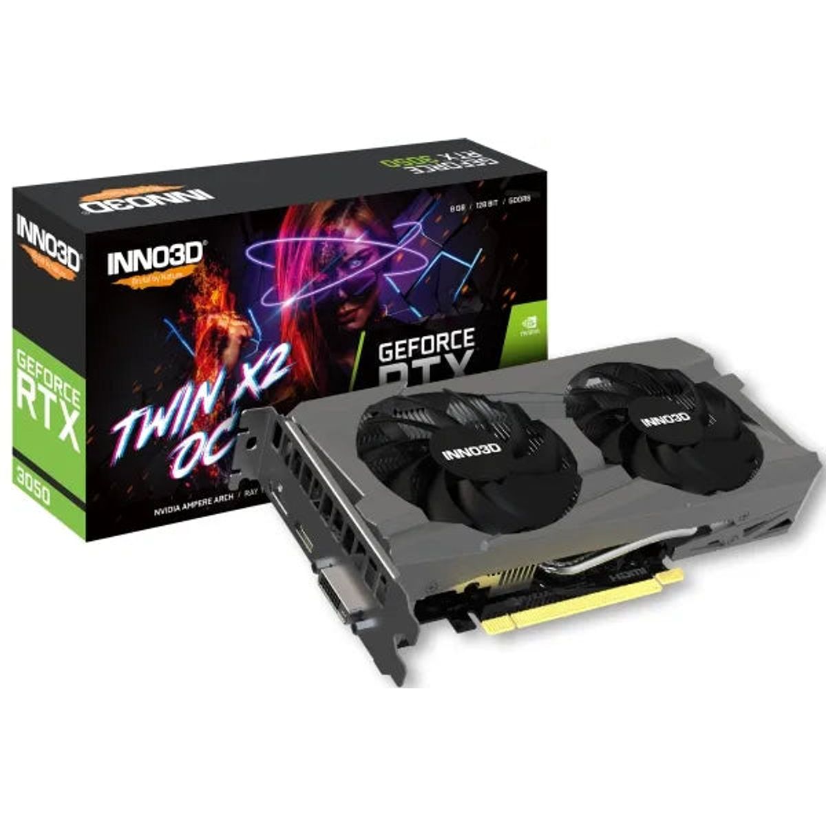 Inno3D GeForce RTX 3050 TWIN X2 OC - Grafikkort - 8 GB GDDR6 - HDMI, 1 x displayport, 1 x hdmi og 1 x DVI