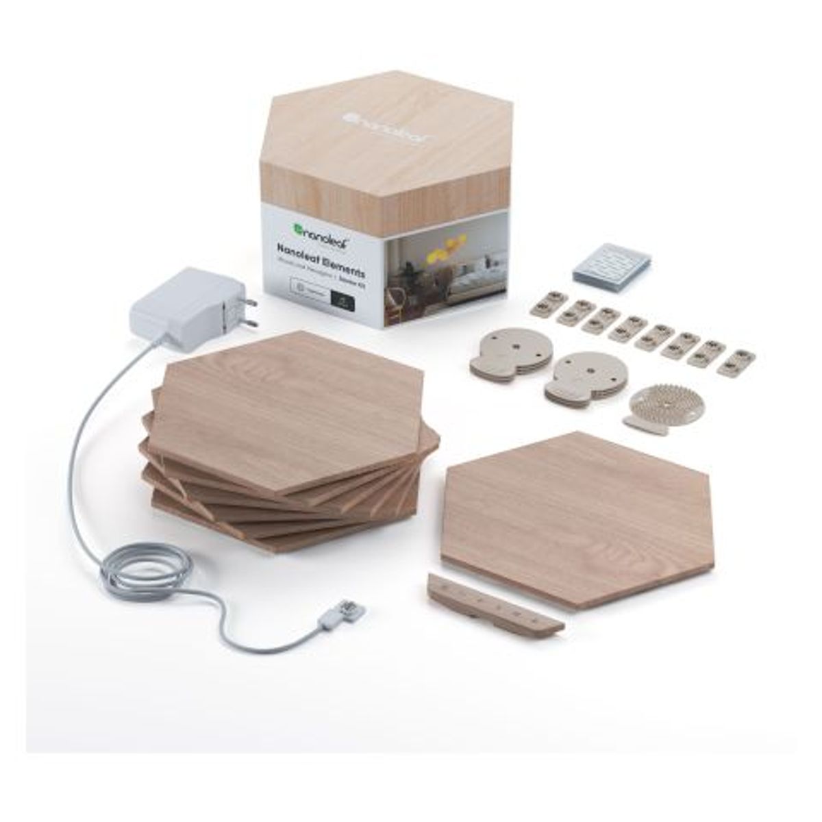 Nanoleaf - Elements - Wood Look Hexagons Starter Kit- 7 Panels