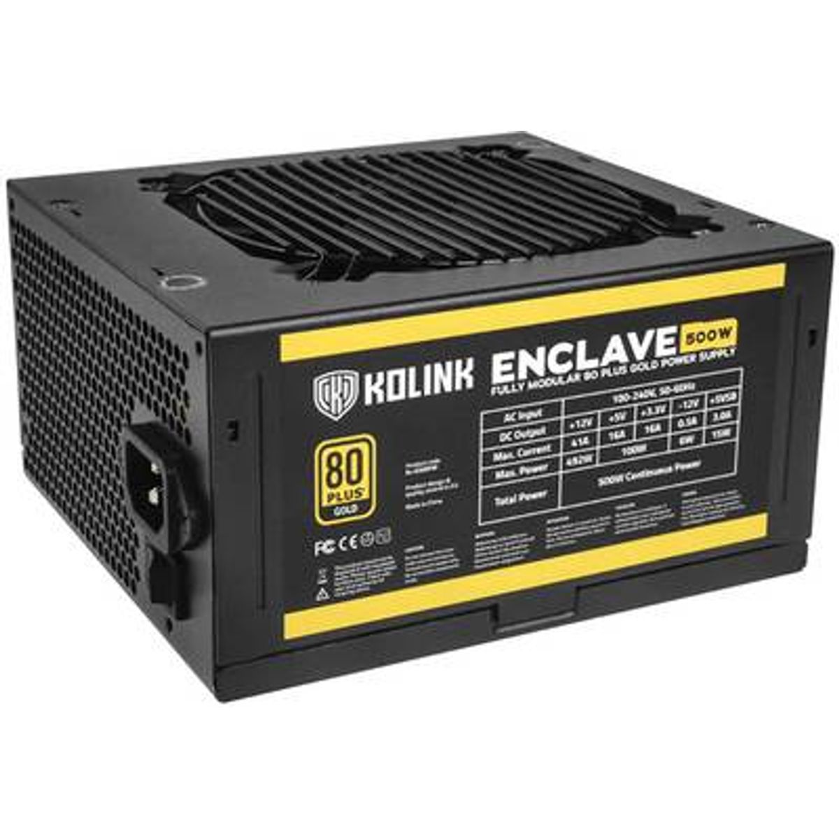 Kolink Enclave Strømforsyning - 500 Watt - 120 mm - 80 Plus Gold certified