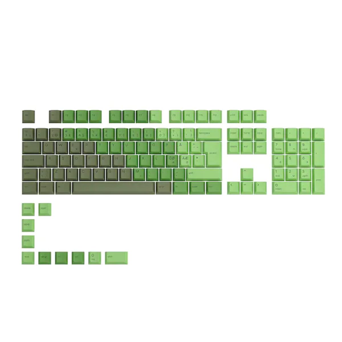 Glorious GPBT Keycaps - 115 PBT keycaps, ISO, Nordic-Layout, Olive