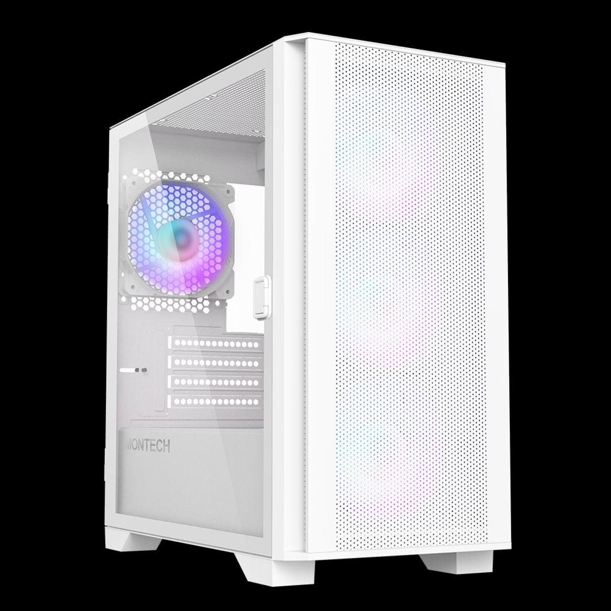 Montech Air 100 ARGB White - Micro ATX, Tempered glass, 4x ARGB fans included