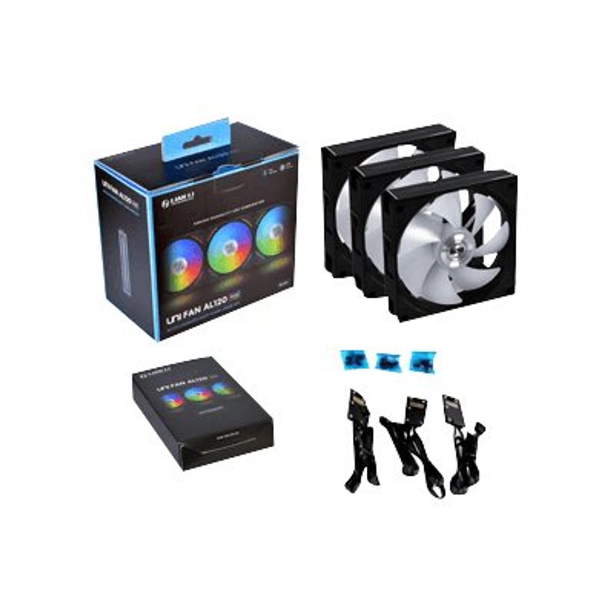 Lian Li UNI FAN AL120 RGB PWM Fan - 3 Pack inkl. Controller - 120mm - Sort