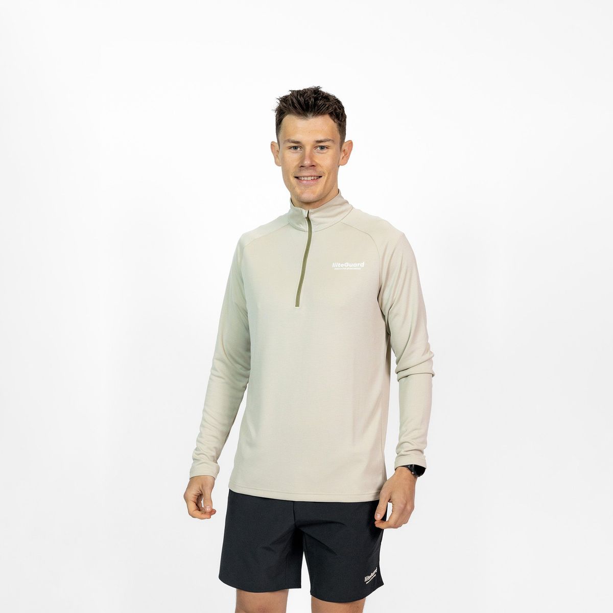 GROUND-TECH 1/4 ZIP SHIRT (MEN) - Beige