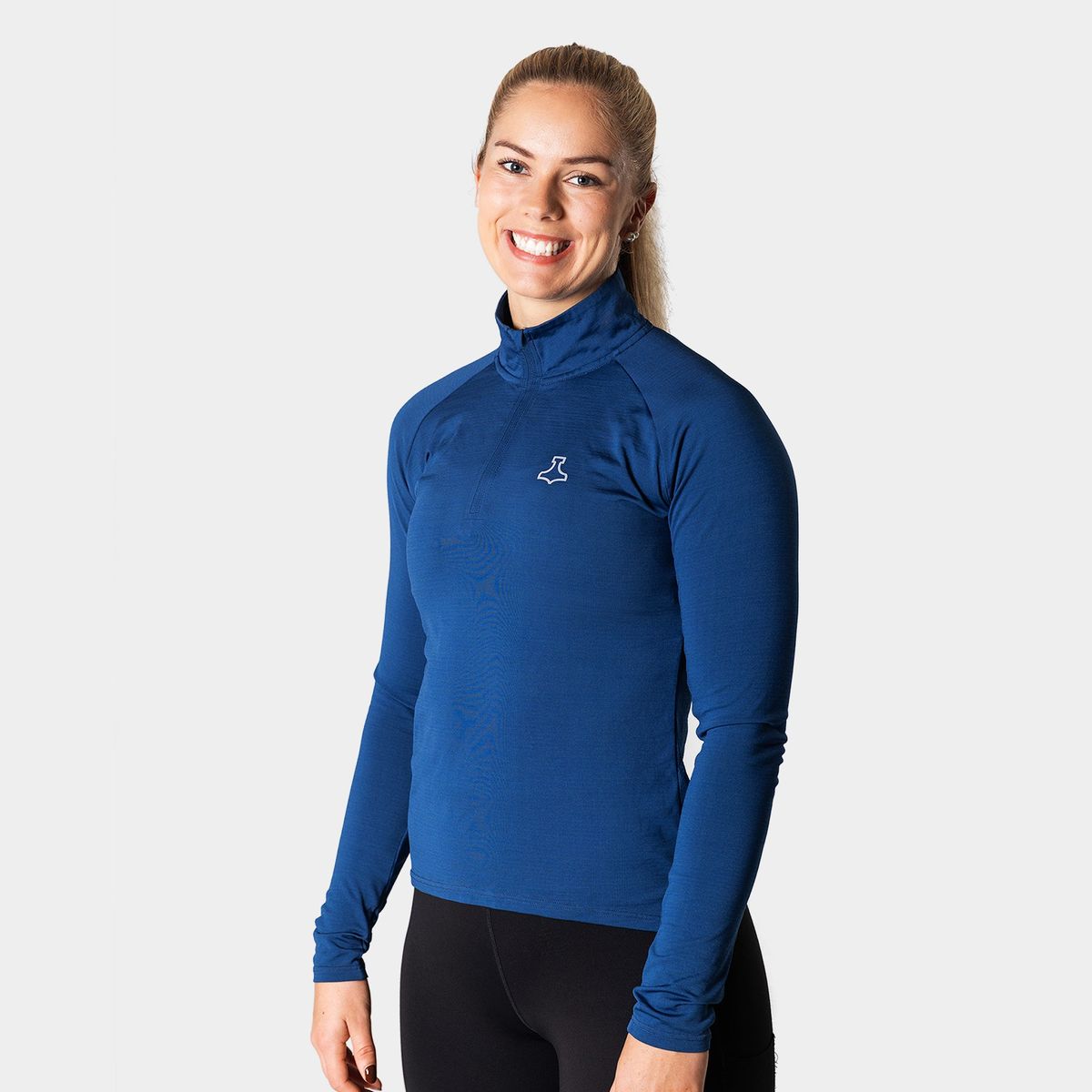 RE-LIITE 1/4 ZIP SHIRT (WOMEN) - Blue melange