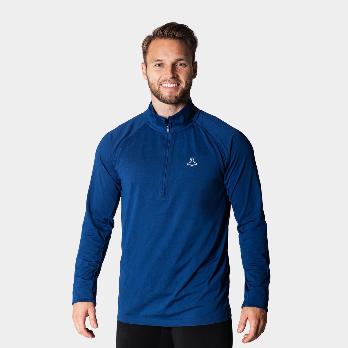 RE-LIITE 1/4 ZIP SHIRT (MEN) - Blue melange