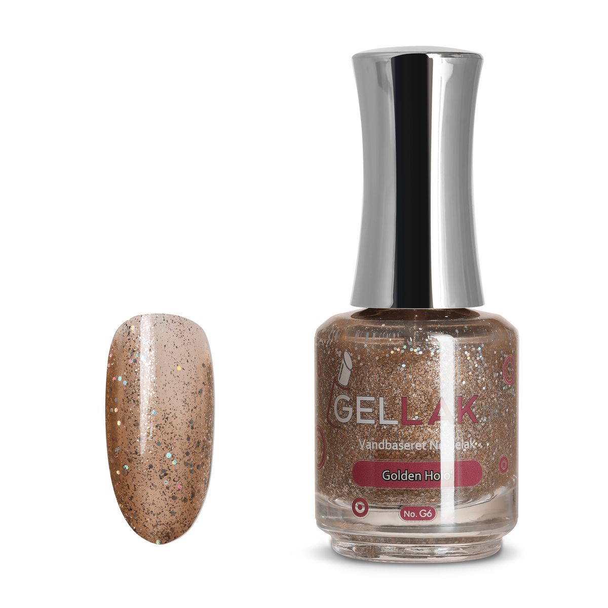 Guld Vandbaseret Neglelak | "Golden Holo'" No. G6 | 15 ml | Gellak.dk