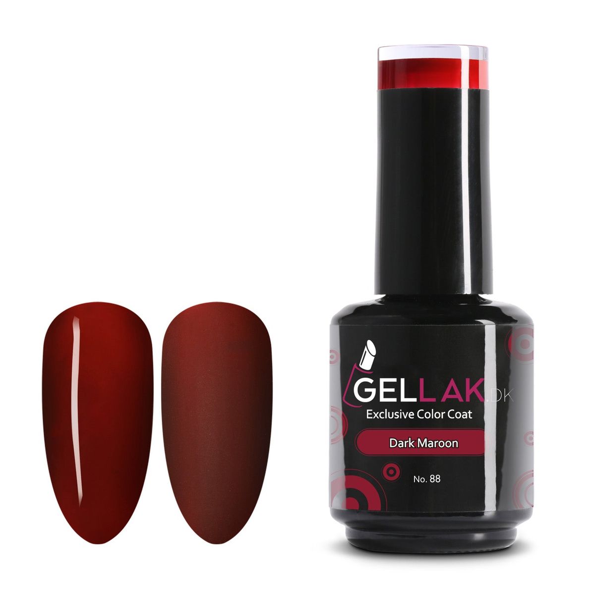 Gel Neglelak Rød | 15 ml | Dark Maroon No. 88 | Gellak.dk