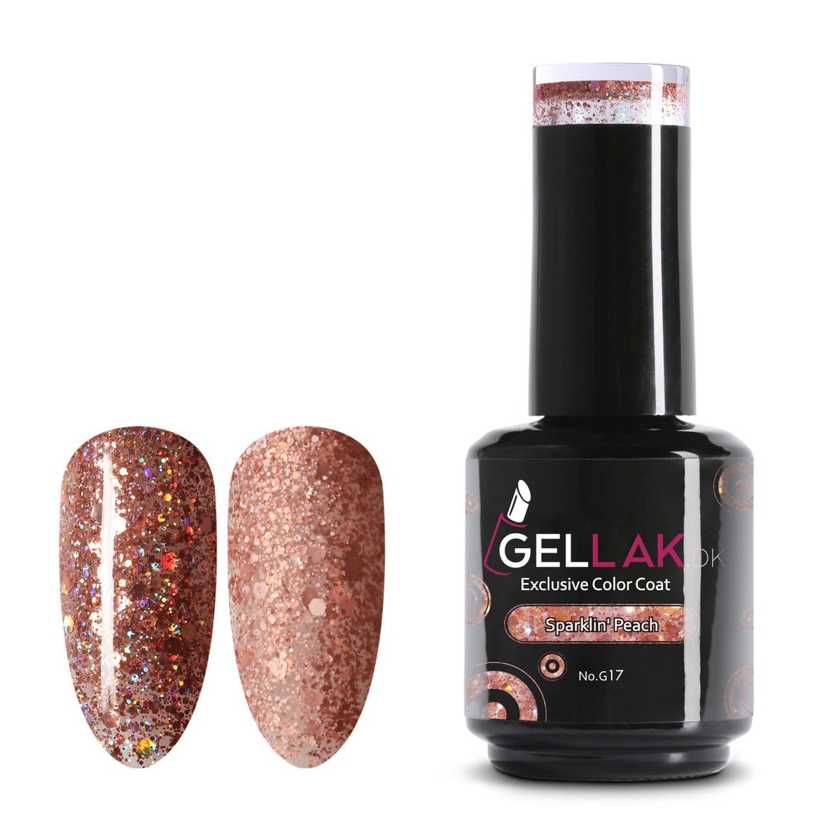 Gel Neglelak Fersken | 15 ml | Sparklin' Peach No. G17 | Gellak.dk