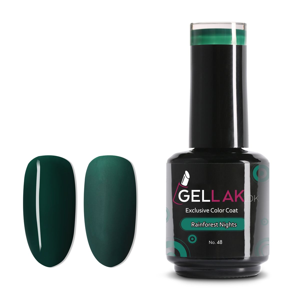 Gel Neglelak Mørkegrøn | 15 ml | Rainforest Nights No. 48 | Gellak.dk