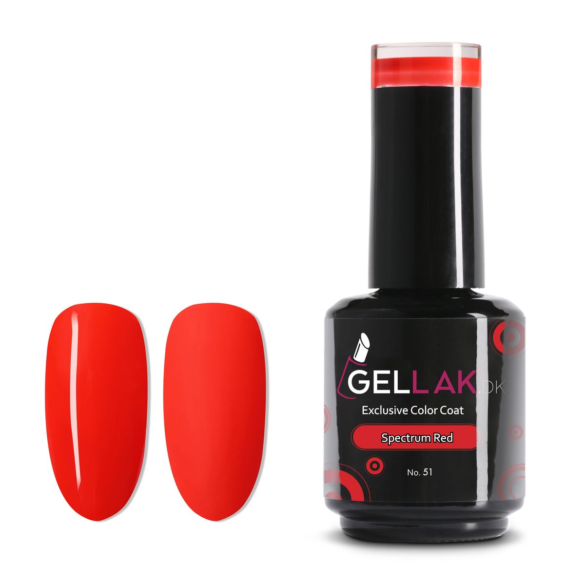 Gel Neglelak Rød | 15 ml | Spectrum Red No. 51 | Gellak.dk