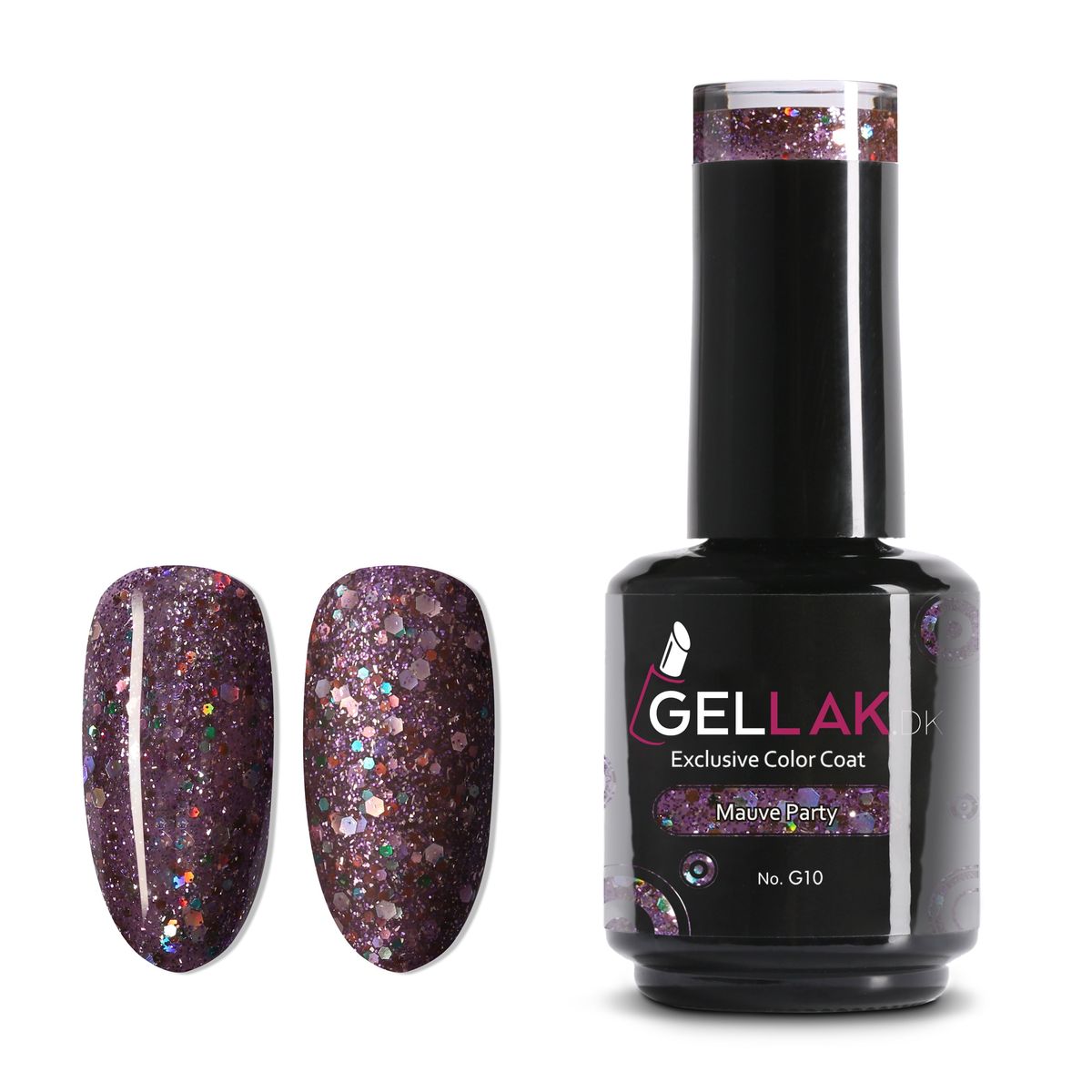 Gel Neglelak Lilla Glimmer | 15 ml | Mauve Party No. G10 | Gellak.dk