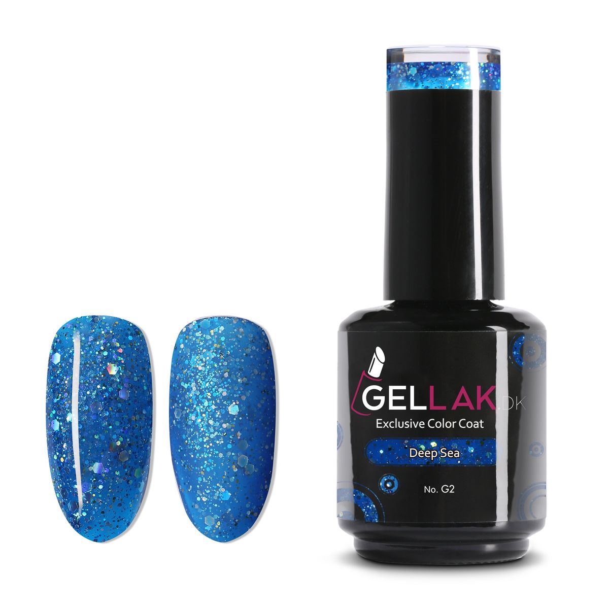 Gel Neglelak Blå Glimmer | 15 ml | Deep Sea No. G2 | Gellak.dk