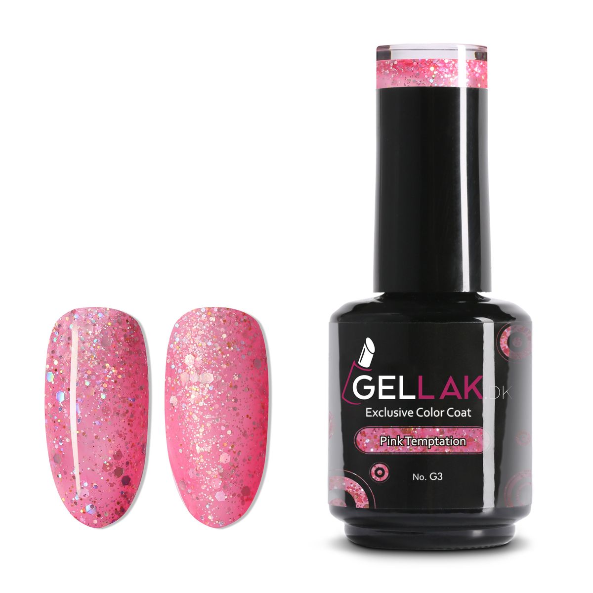 Gel Neglelak Pink Glimmer | 15 ml | Pink Temptation No. G3 | Gellak.dk