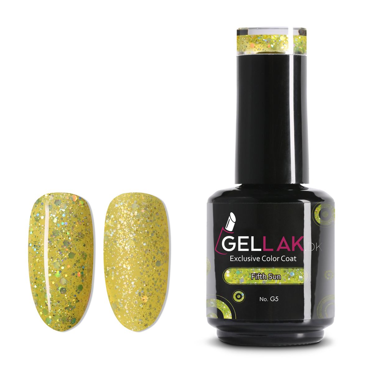 Gel Neglelak Gul Glimmer | 15 ml | Fifth Sun No. G5 | Gellak.dk