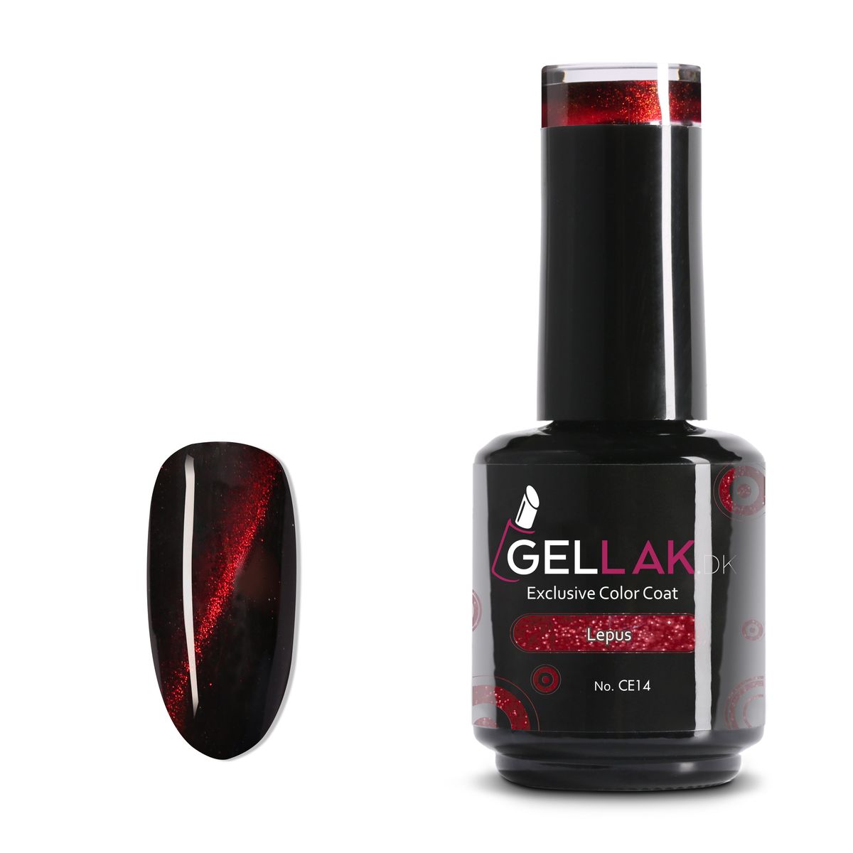 Gel Neglelak Cat Eye Rød | 15 ml | Lepus No. CE14 | Gellak.dk