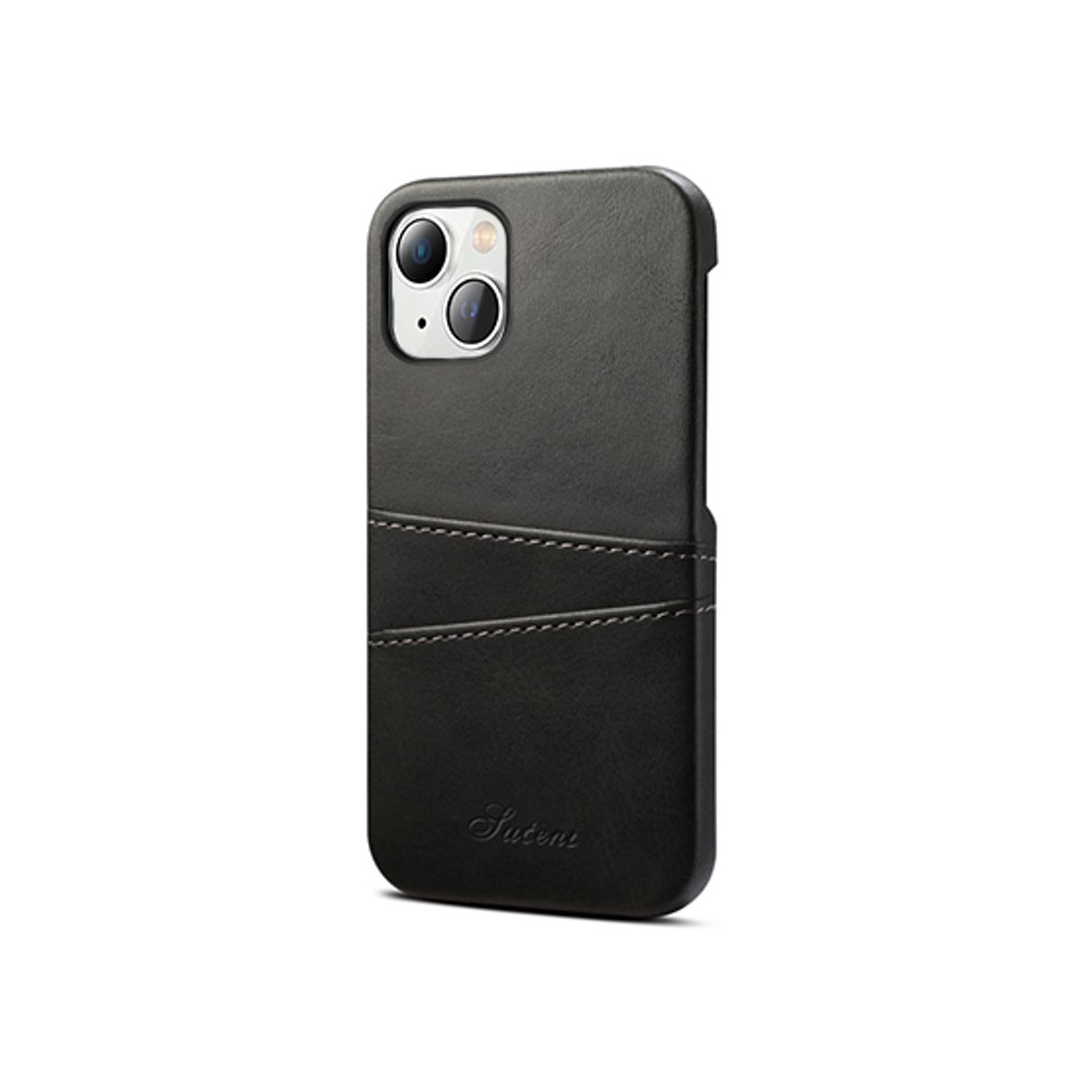 iPhone 15 Plus - NX Design Læder Cover M. Kortholder - Sort